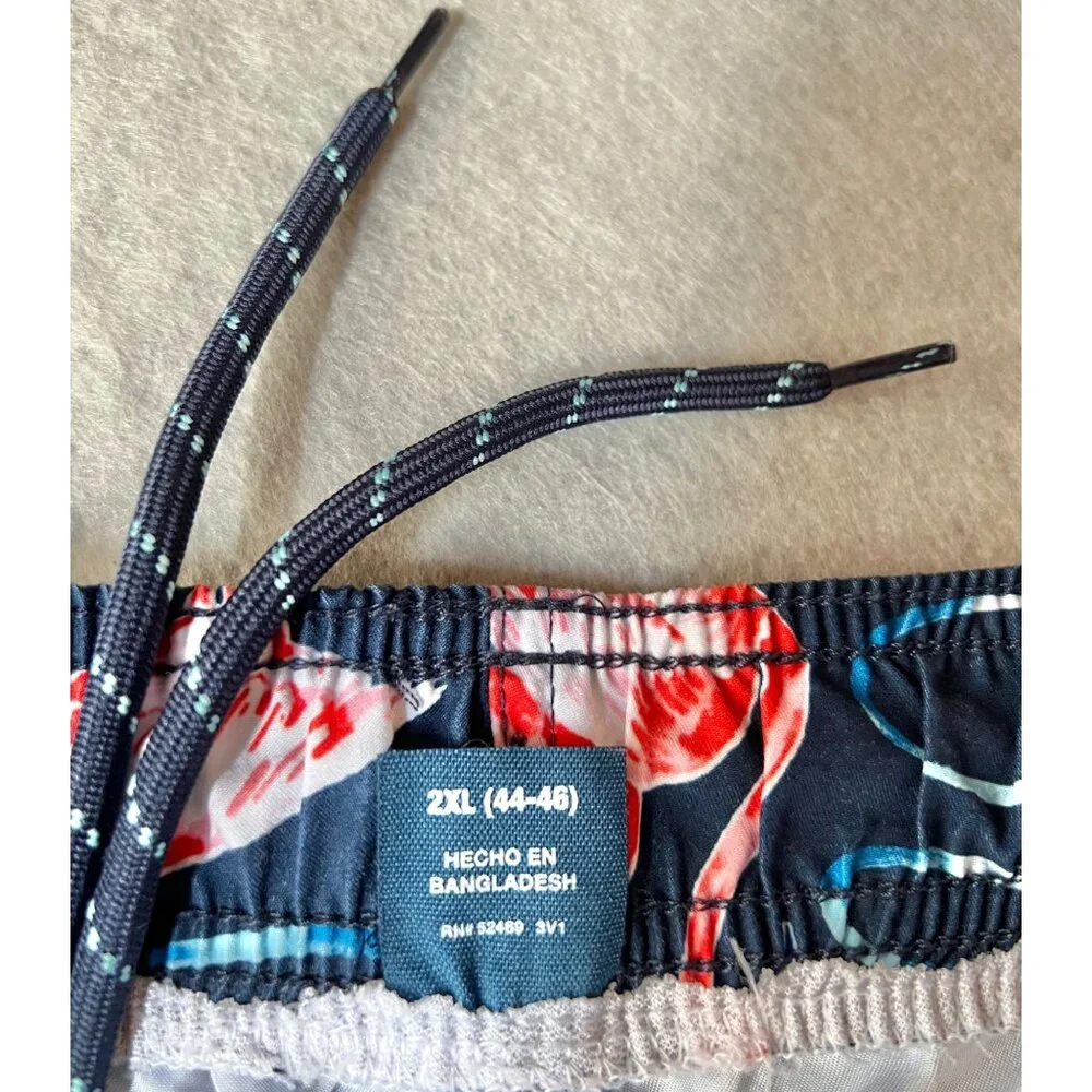 George Mens Flamingo Swim Trunks 2XL 42 - 60” waist Blues Red Pink Back Pocket